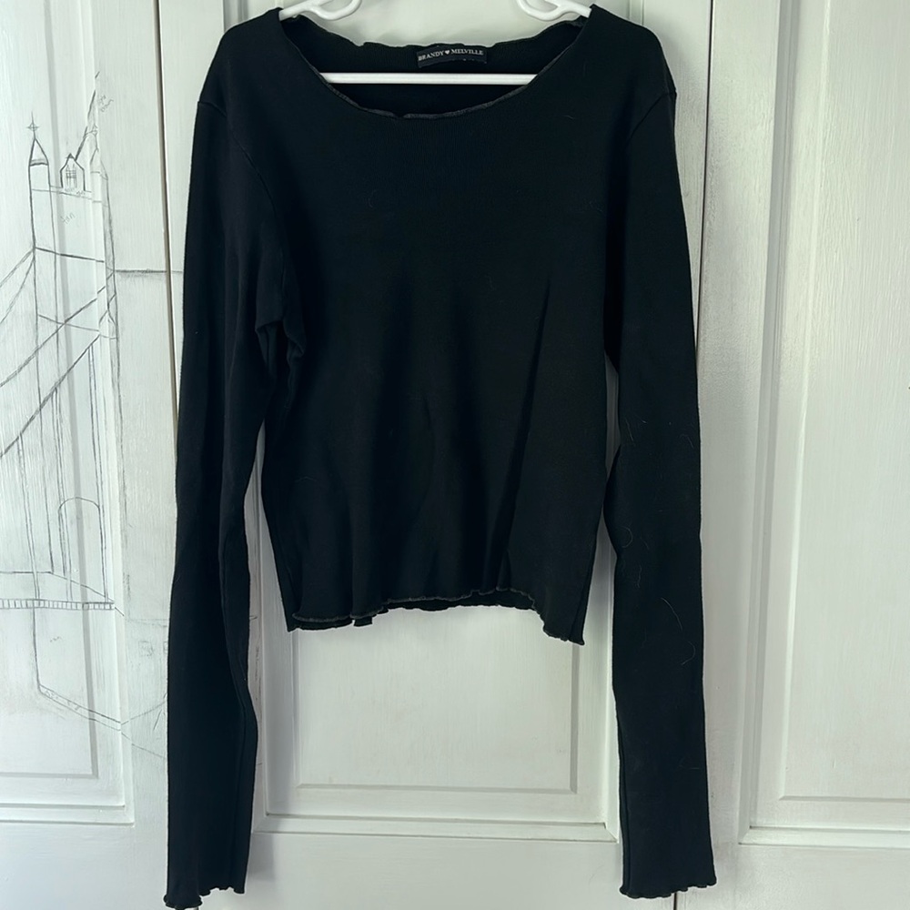 Brandy Melville Black Long-sleeve Baby Tee